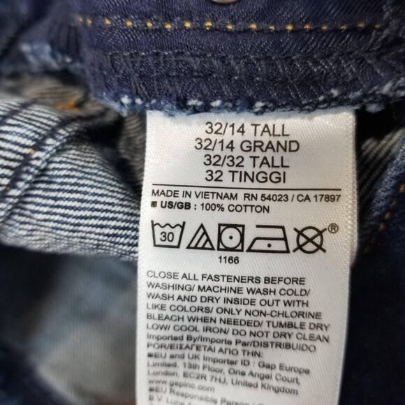 GAP Jeans Womens 14 Tall Blue Barrel High Rise Dark Rinse 100% Cotton - Picture 6 of 13
